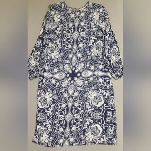 Boden Women's Dress Size 10P Blue Floral Maxi Longsleeve